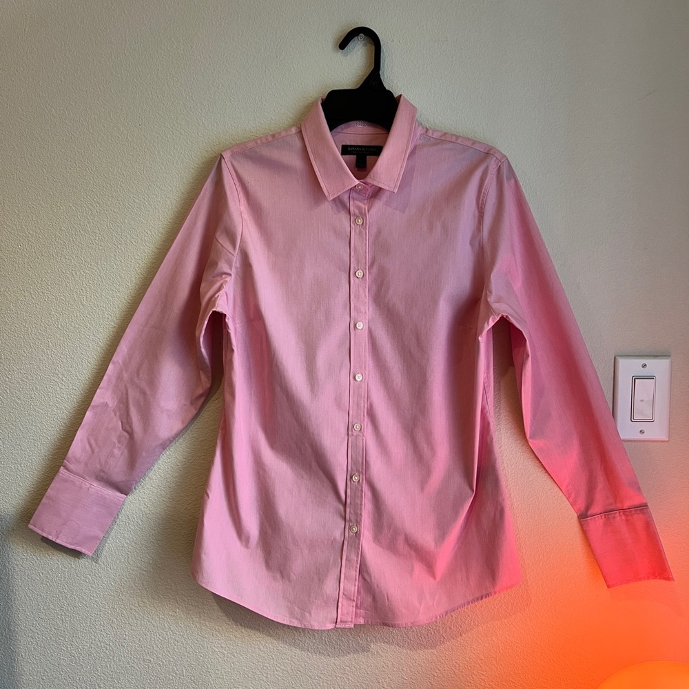 Banana Republic Riley Tailored Fit Pink Button Down Shirt Size 10 |Cotton Blend
